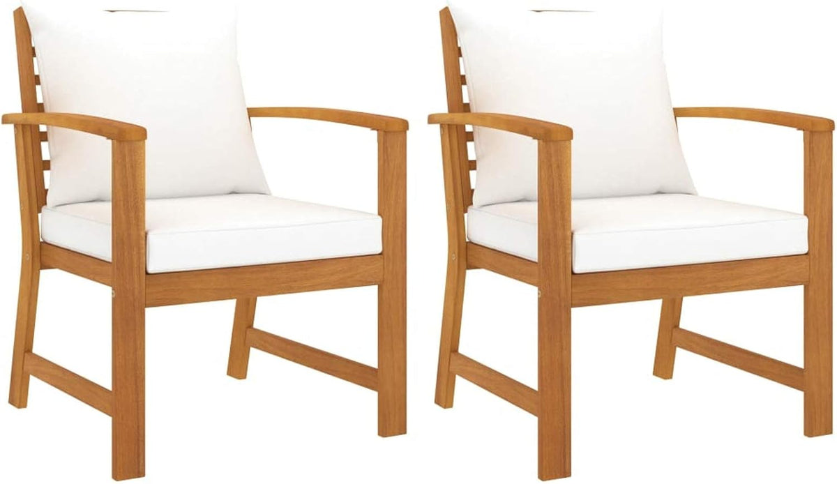 Sedia Tidyard, 60,5 × 60,5 × 81 cm, Crema, legno massello, con cuscini, per giardino e terrazzo