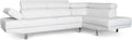 Divano angolare Menzzo, 163 × 260 × 72 cm, Bianco, con poggiatesta, per soggiorno