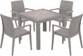 Set da pranzo HOUSE COLLECTION, ARE064, ARE067, 4 sedie, Tortora, rattan, per giardino e terrazzo