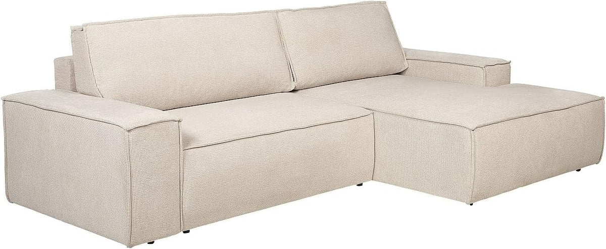 Divano letto Vente-unique, AMELIA, Beige, 267 × 167 × 85 cm, tessuto, per soggiorno