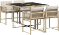 vidaXL Set da pranzo, 5 pezzi, Beige, rattan, con cuscini, per giardino e terrazzo