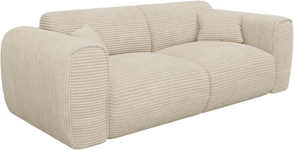 Divano letto Vente-unique, POGNIA, Beige, 3 posti, velluto, per soggiorno
