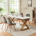 Tavolo da pranzo en.casa, 6 posti, Oro/Bianco, 180 × 80 × 75 cm, metallo, per sala da pranzo e cucina