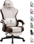 Sedia gaming Dowinx, Marrone, con cuscino, con poggiapiedi, tessuto, ergonomica, per ufficio