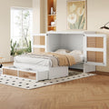 Struttura letto MLYYYDSS, 140 × 200 cm, Bianco, con rete a doghe, rattan, per camera da letto