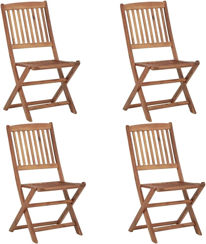 vidaXL Sedia, pieghevole, 48,5 × 57 × 91 cm, 4 pezzi, legno massello, per giardino e terrazzo