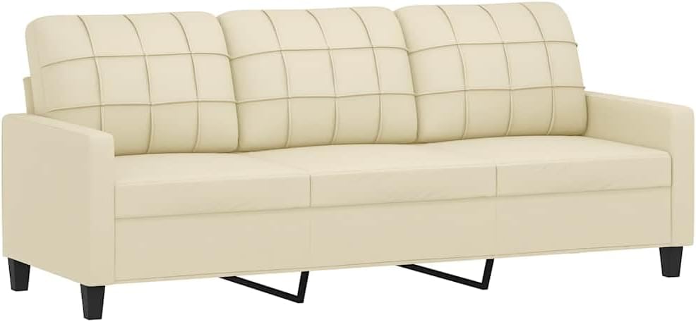 vidaXL Divano, 3 posti, 180 cm, Crema, similpelle, per soggiorno