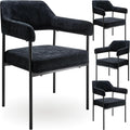 tectake Set di sedie da pranzo, 4 sedie, Nero, acciaio, tessuto, ergonomico, per sala da pranzo e cucina