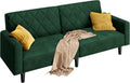 Divano Yaheetech, trasformabile, reclinabile, con braccioli, imbottito, 159 × 94 × 52,5 cm, 2 posti, Verde, velluto, per soggiorno
