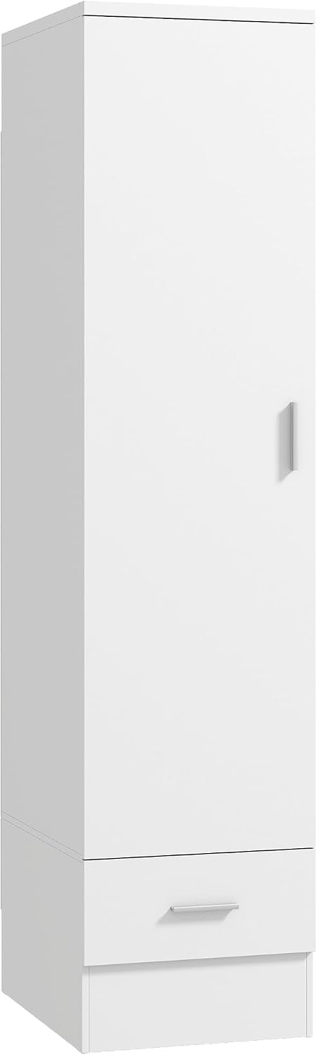 HOMCOM Armadio, 40 × 52 × 170 cm, Bianco, metallo, per camera da letto
