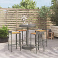 Divano WEMYUFURN, Grigio, legno massello, rattan, per giardino e terrazzo