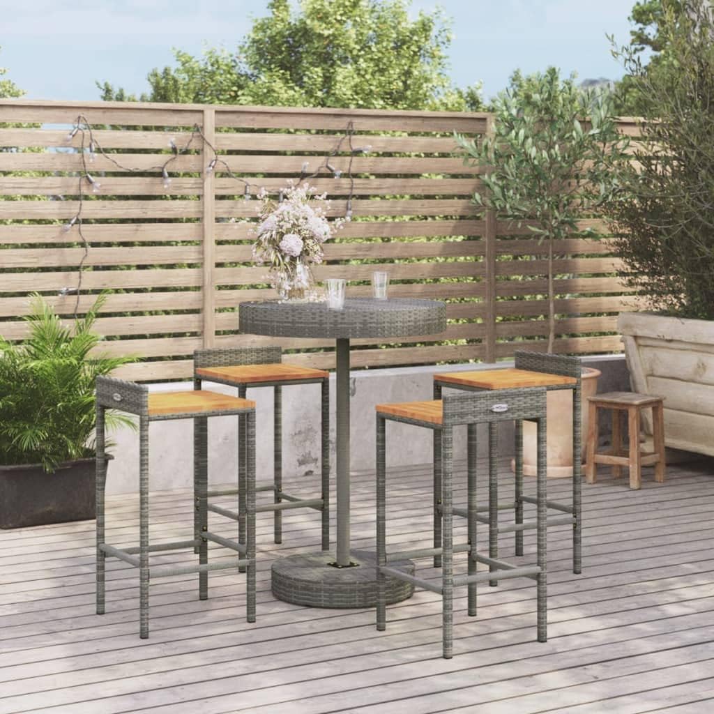 Divano WEMYUFURN, Grigio, legno massello, rattan, per giardino e terrazzo