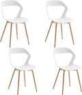 Set di sedie da pranzo JZGORC, Bianco, 4 sedie, legno, metallo, per sala da pranzo e cucina