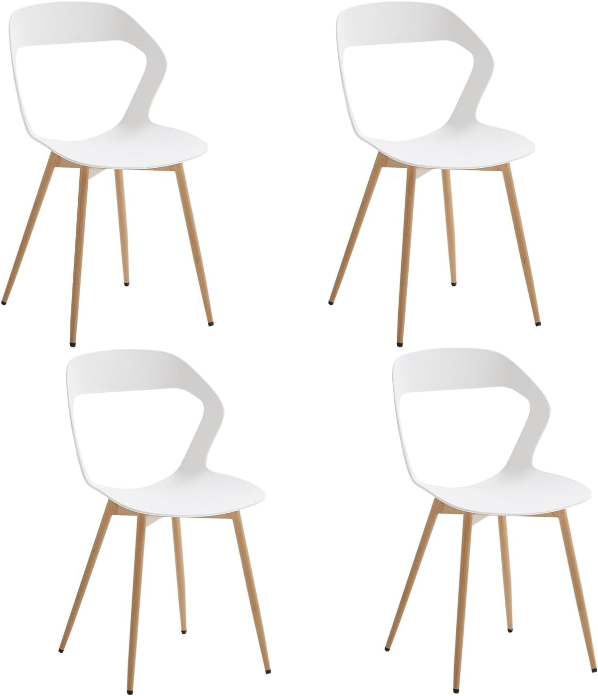Set di sedie da pranzo JZGORC, Bianco, 4 sedie, legno, metallo, per sala da pranzo e cucina