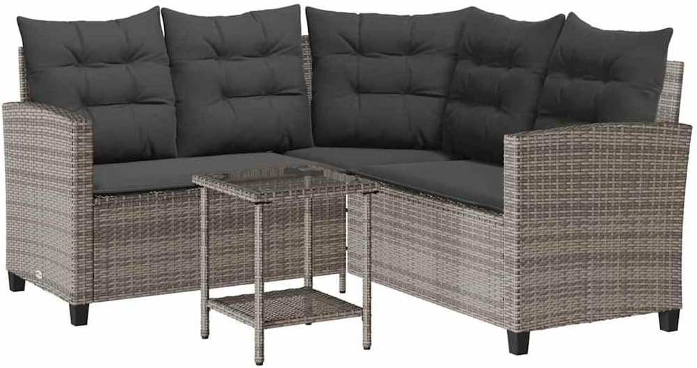 vidaXL Divano, Grigio, rattan, con cuscini, per giardino e terrazzo