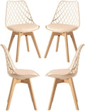 Set di sedie da pranzo Regalos Miguel, 4 sedie, Crema, legno, similpelle, per sala da pranzo e cucina