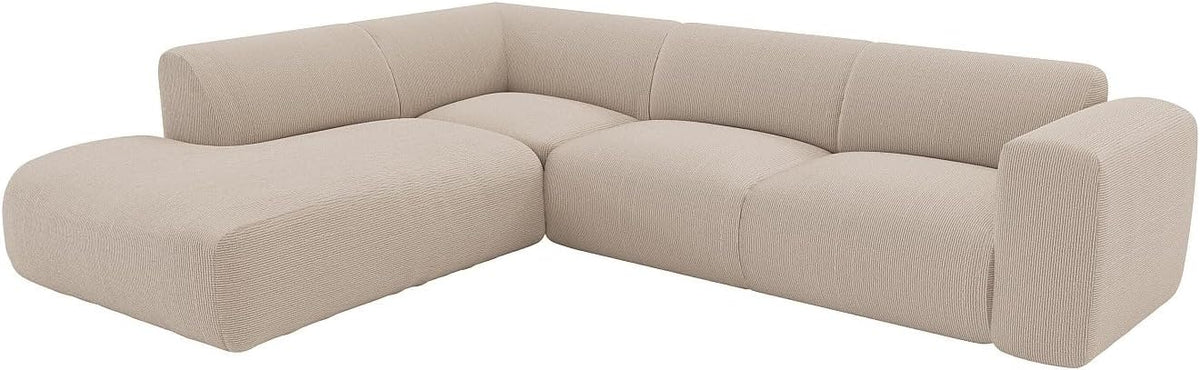 Divano angolare Vente-unique, 269 × 221 × 73 cm, Beige, velluto, per soggiorno