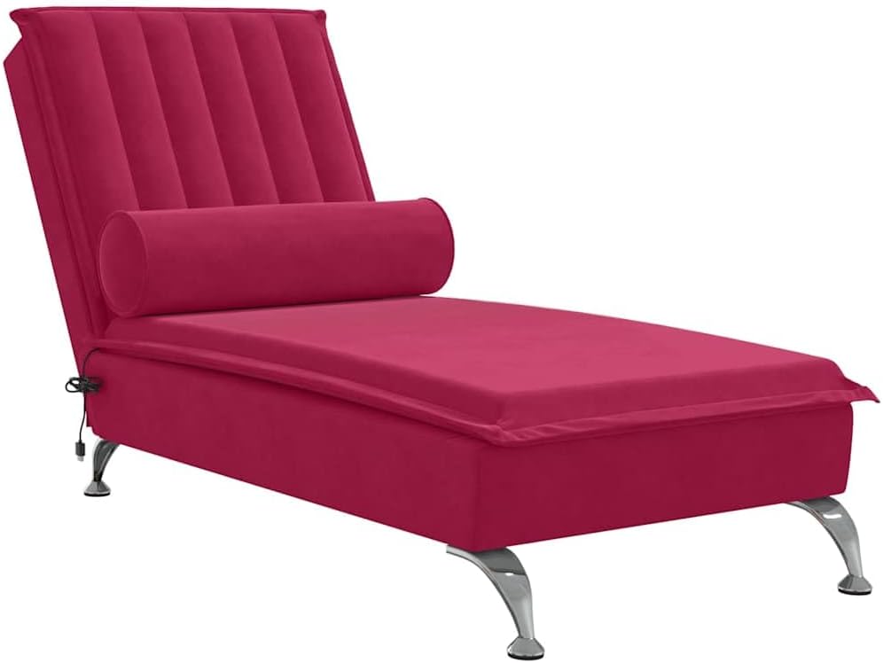 vidaXL Poltrona relax, con cuscino, Rosso, velluto, massaggiante, per soggiorno