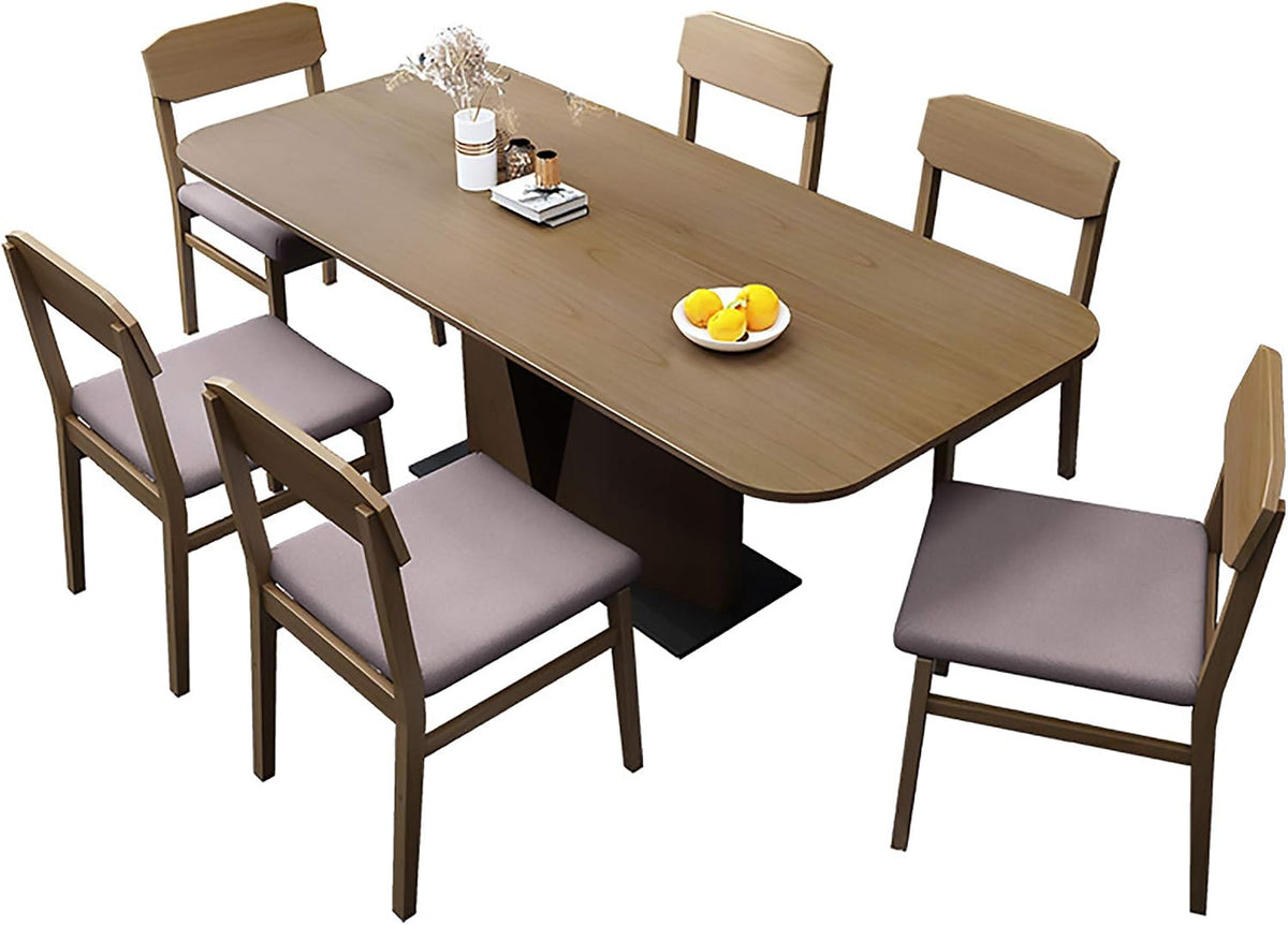 Set da pranzo, 9 pezzi, 6 sedie, 160 × 90 × 76 cm, legno massello, per sala da pranzo e cucina