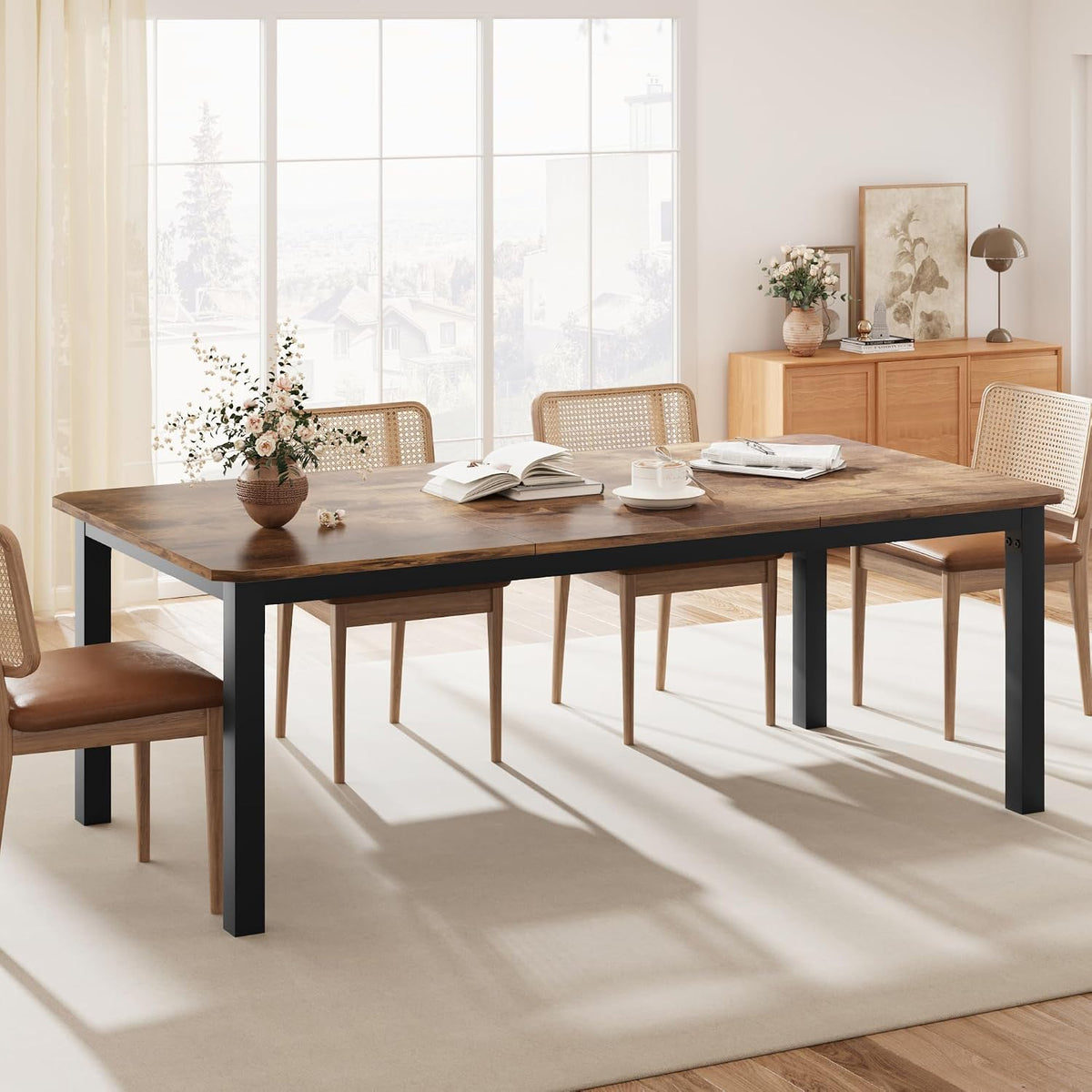 RBFGYIOP Tavolo da pranzo, 200 × 90 × 75 cm, legno, metallo, per ufficio