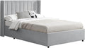 Letto Juskys, con contenitore, con rete a doghe, imbottito, 120 × 200 cm, Grigio chiaro, legno, velluto, per camera da letto