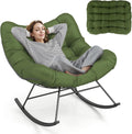 RELAX4LIFE Poltrona a dondolo, 110 × 95 × 94 cm, Grigio, metallo, con cuscino, per giardino e terrazzo