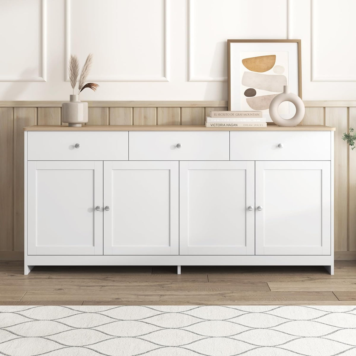 Credenza, Bianco, legno, per soggiorno e sala da pranzo