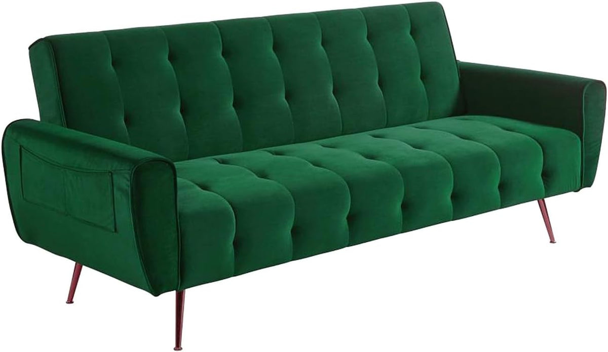 Divano letto Vente-unique, POLANI, 209 × 83 × 83cm, 3 posti, velluto, per soggiorno