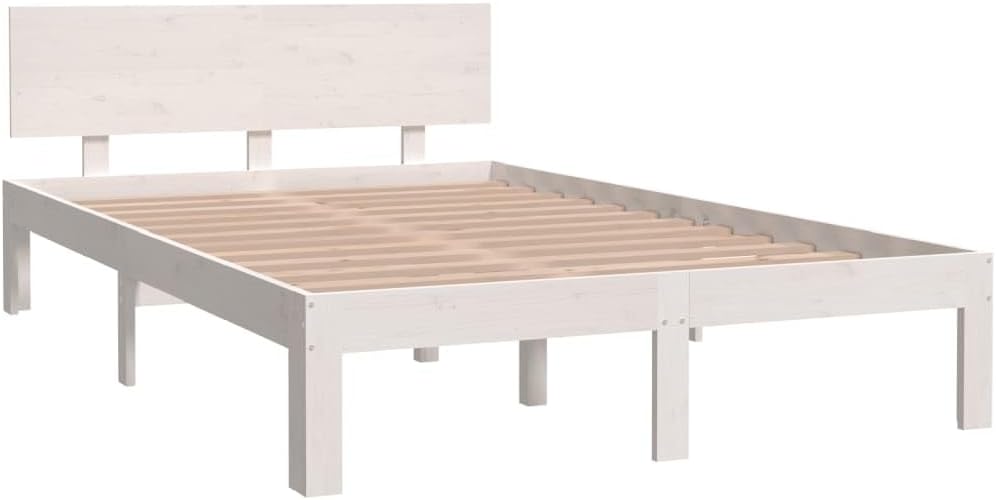 vidaXL Struttura letto, Bianco, 120 × 200 cm, legno massello, per camera da letto