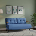 Divano letto Dmora, 2 posti, misura 133 × 78, metallo, tessuto, Blu, trasformabile, con funzione letto, regolabile, imbottito, per soggiorno
