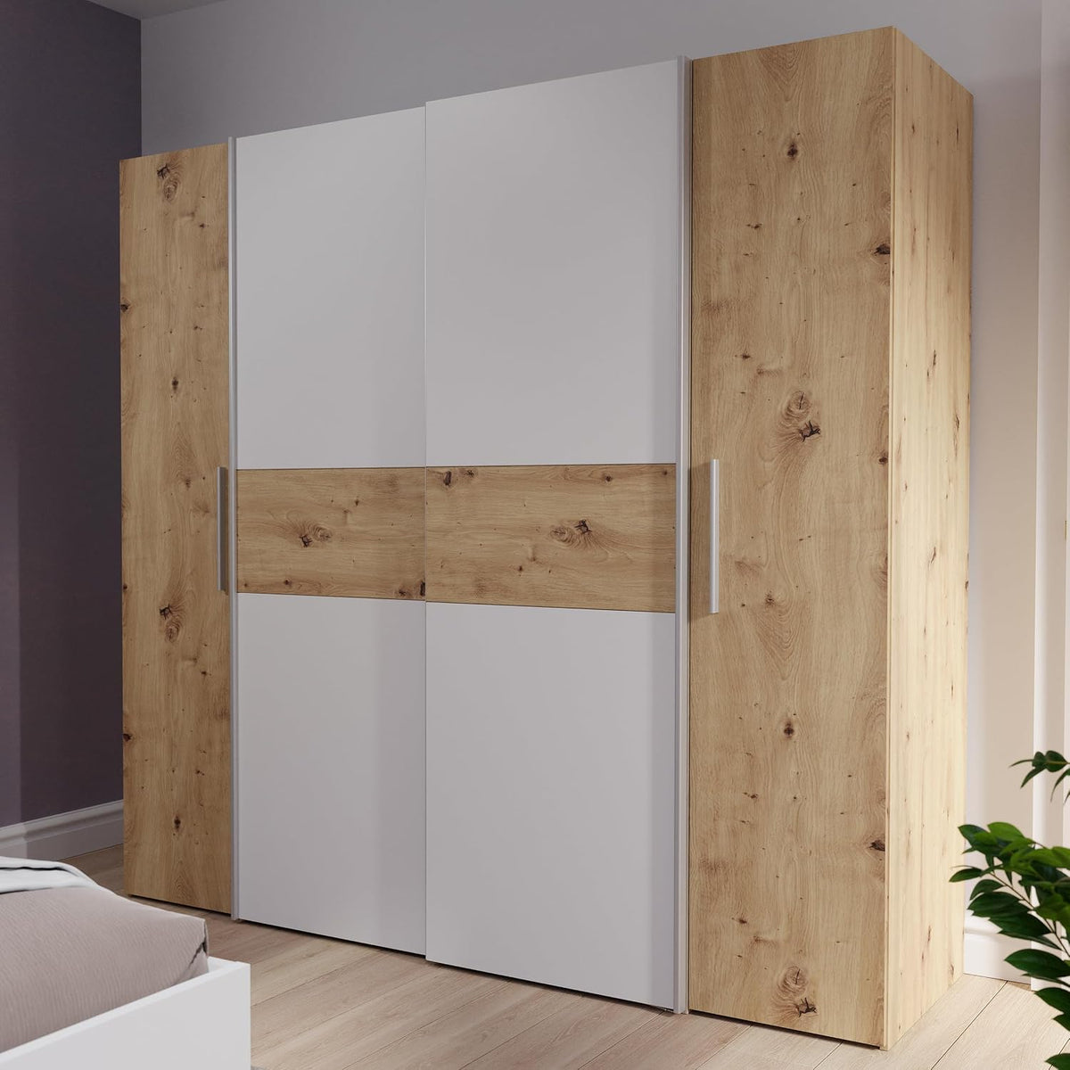 Forte Armadio, 4 ante, 200,1 cm, Rovere/Bianco, legno