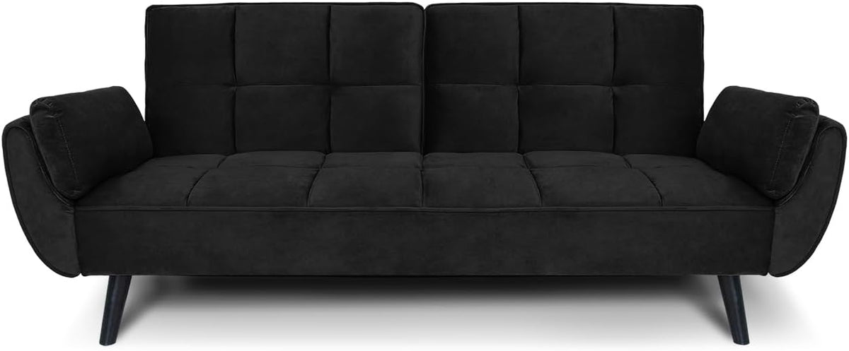 Divano letto SAMIRA, Ambra, 3 posti, Nero, 108 × 178 cm, legno, velluto, per soggiorno
