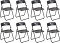 Sedia Baroni Home, 74 × 43 × 49 cm, Nero, 8 pezzi, pieghevole, acciaio, per sala da pranzo e cucina