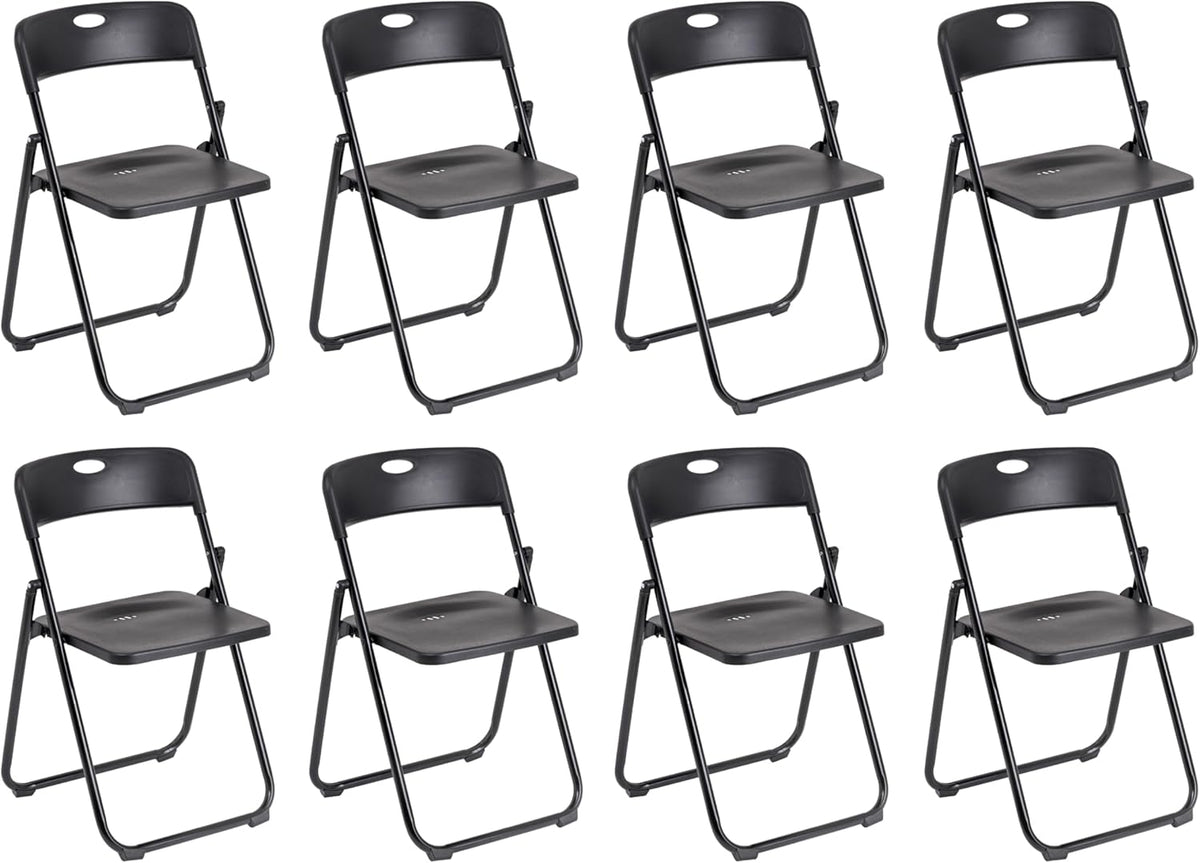 Sedia Baroni Home, 74 × 43 × 49 cm, Nero, 8 pezzi, pieghevole, acciaio, per sala da pranzo e cucina