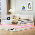 Divano letto Generisch, 140 × 200 cm, Beige, con rete a doghe, imbottito, velluto, materasso non incluso, per soggiorno
