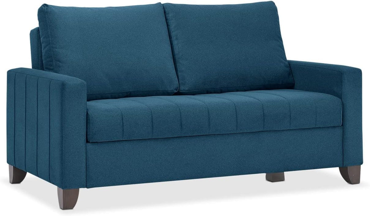 Divano letto EVERGREENWEB MATERASSI & BEDS, trasformabile, con braccioli, imbottito, 140 × 190 cm, 2 posti, matrimoniale, Blu, legno, tessuto