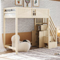 Letto a soppalco NNJN, 90 × 200 cm, Bianco/Grigio, legno massello, per camera da letto