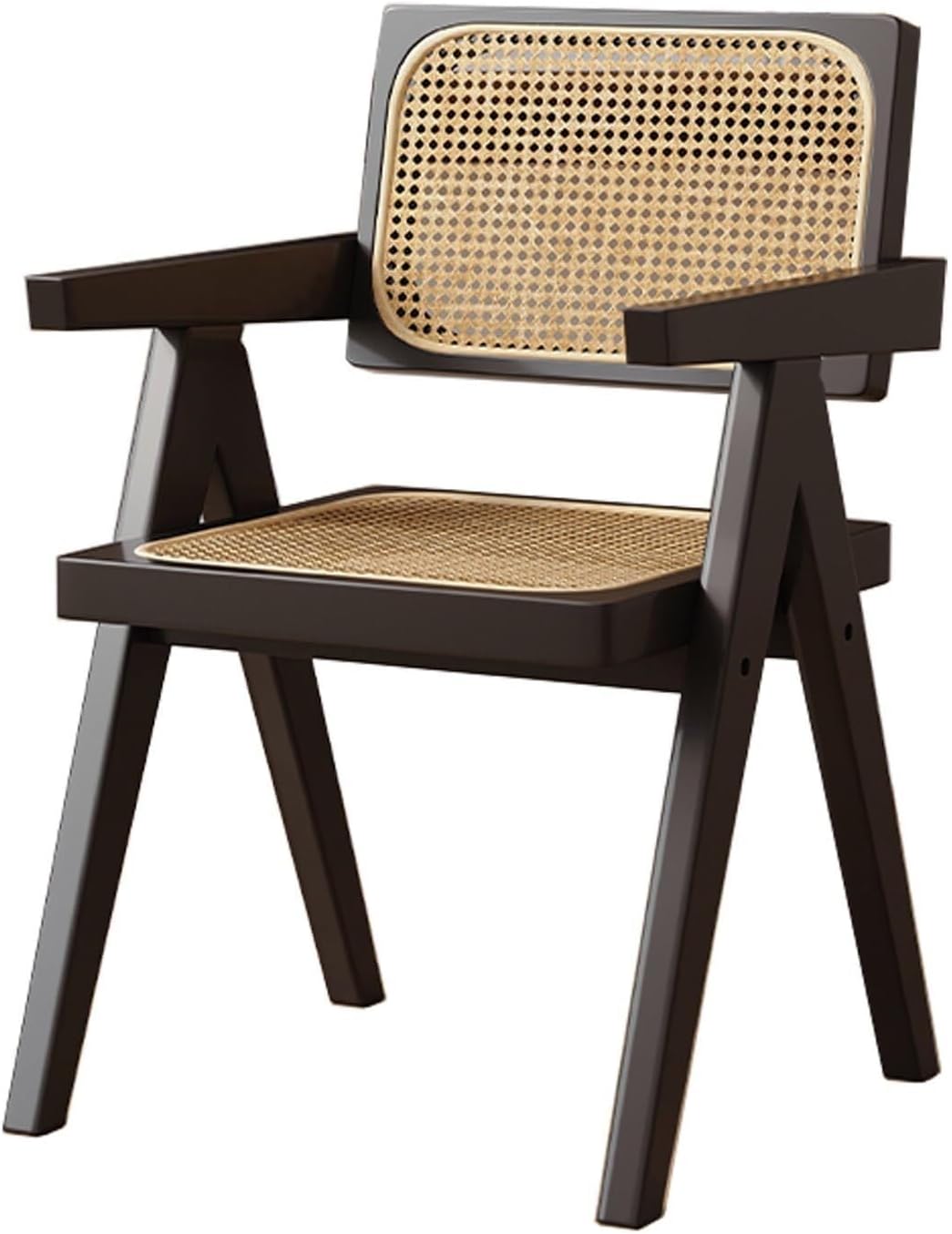 PPSMFAMZ Set di sedie da pranzo, 4 sedie, Nero, bambù, rattan, per camera da letto