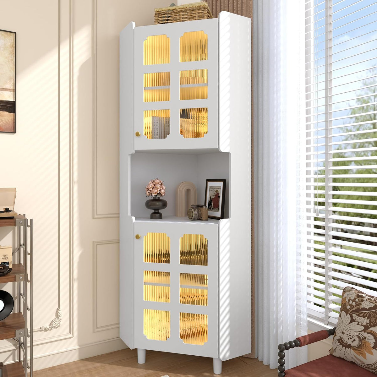 Cassettiera Rosebibi, Bianco, MDF, per soggiorno e camera da letto