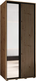 Armadio, 2 ante, Nero, 205,2 × 100 × 60 cm, con ante scorrevoli, per camera da letto