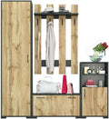 ARREDO DA CASA IG21 Set ingresso 5 pezzi, armadio, scarpiera, mobiletto, appendiabiti e specchio, Rovere/Grigio antracite