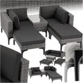 tectake Set di mobili da giardino, Grigio, alluminio, rattan, idrorepellente, con tavolino, per giardino e terrazzo