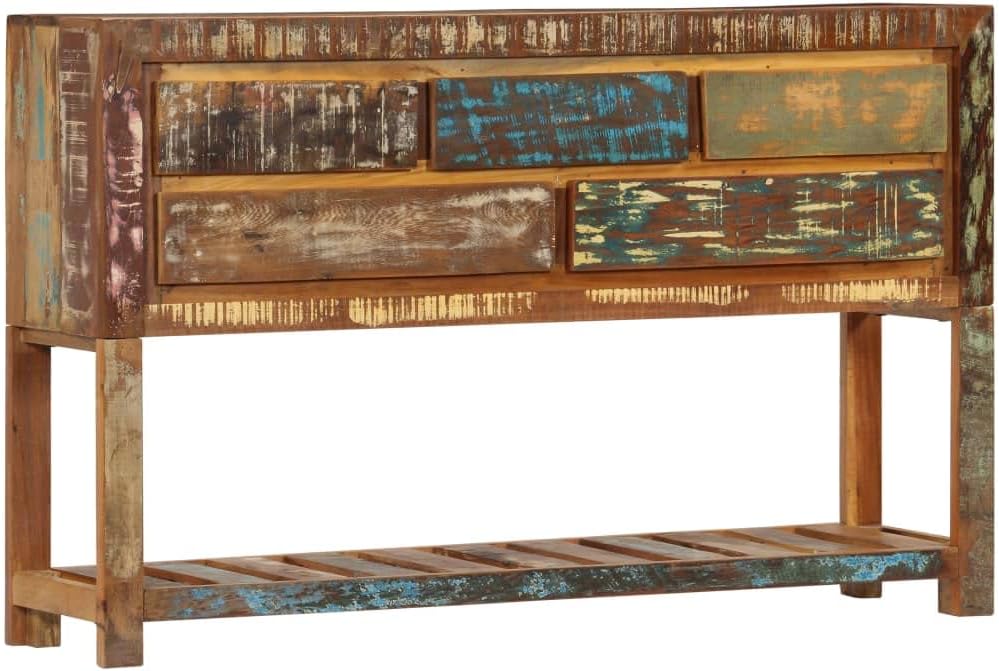 vidaXL Cassettiera, 5 cassetti, 120 × 30 × 75 cm, legno massello