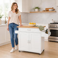 Carrello da cucina Suusolny, Bianco, 115 × 36 × 90 cm, con ruote, per sala da pranzo e cucina