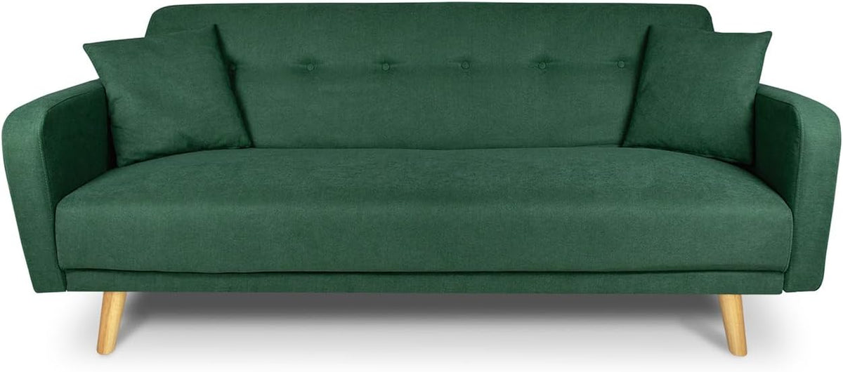 Divano letto SAMIRA, Henry, 180 × 110 cm, Verde, 3 posti, tessuto, per soggiorno