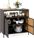 LIFEZEAL Credenza, 2 ante, 90 × 53 × 86 cm, Marrone, legno, rattan, per giardino e terrazzo