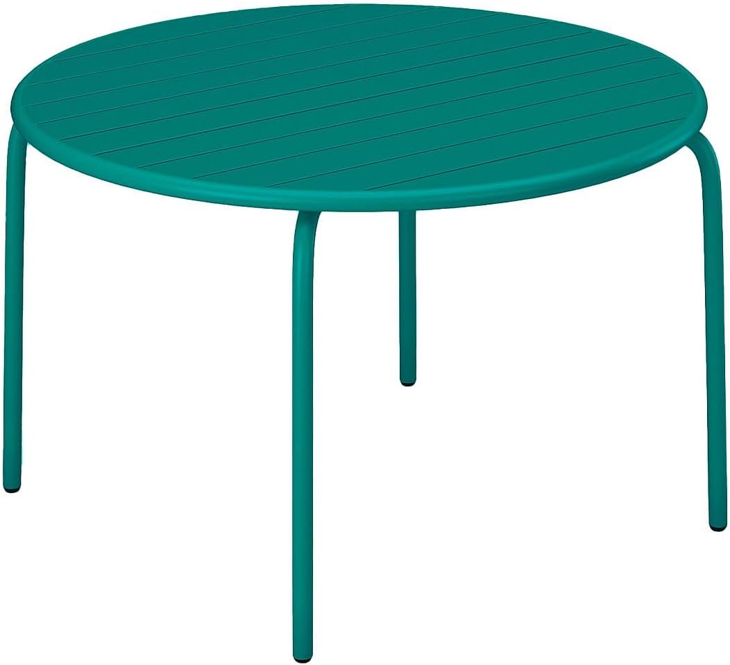 Vente-unique Tavolo da pranzo da giardino, D.110, 110 cm, Verde/Blu petrolio, metallo, per giardino e terrazzo