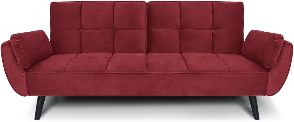 Divano letto SAMIRA, Ambra, 3 posti, Bordeaux, 108 × 178 cm, legno, velluto, per soggiorno