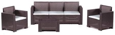 grecoshop Divano, Seattle, Antracite, rattan, per giardino e terrazzo