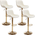 Sgabello Drmilito, 4 sgabelli, Beige, velluto, per sala da pranzo e cucina